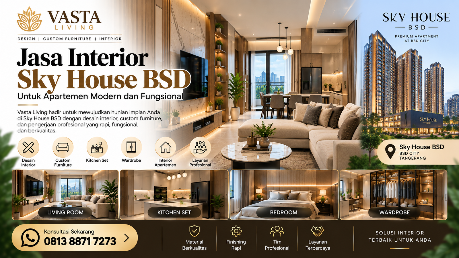 Jasa Interior Sky House BSD untuk Apartemen Modern dan Fungsional